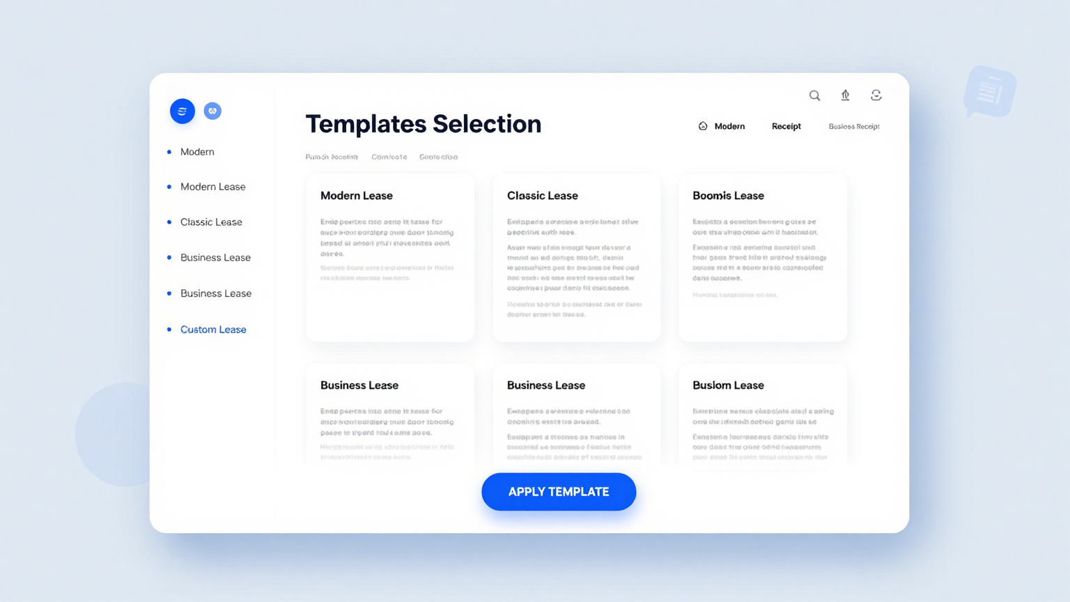 Template Selection Feature