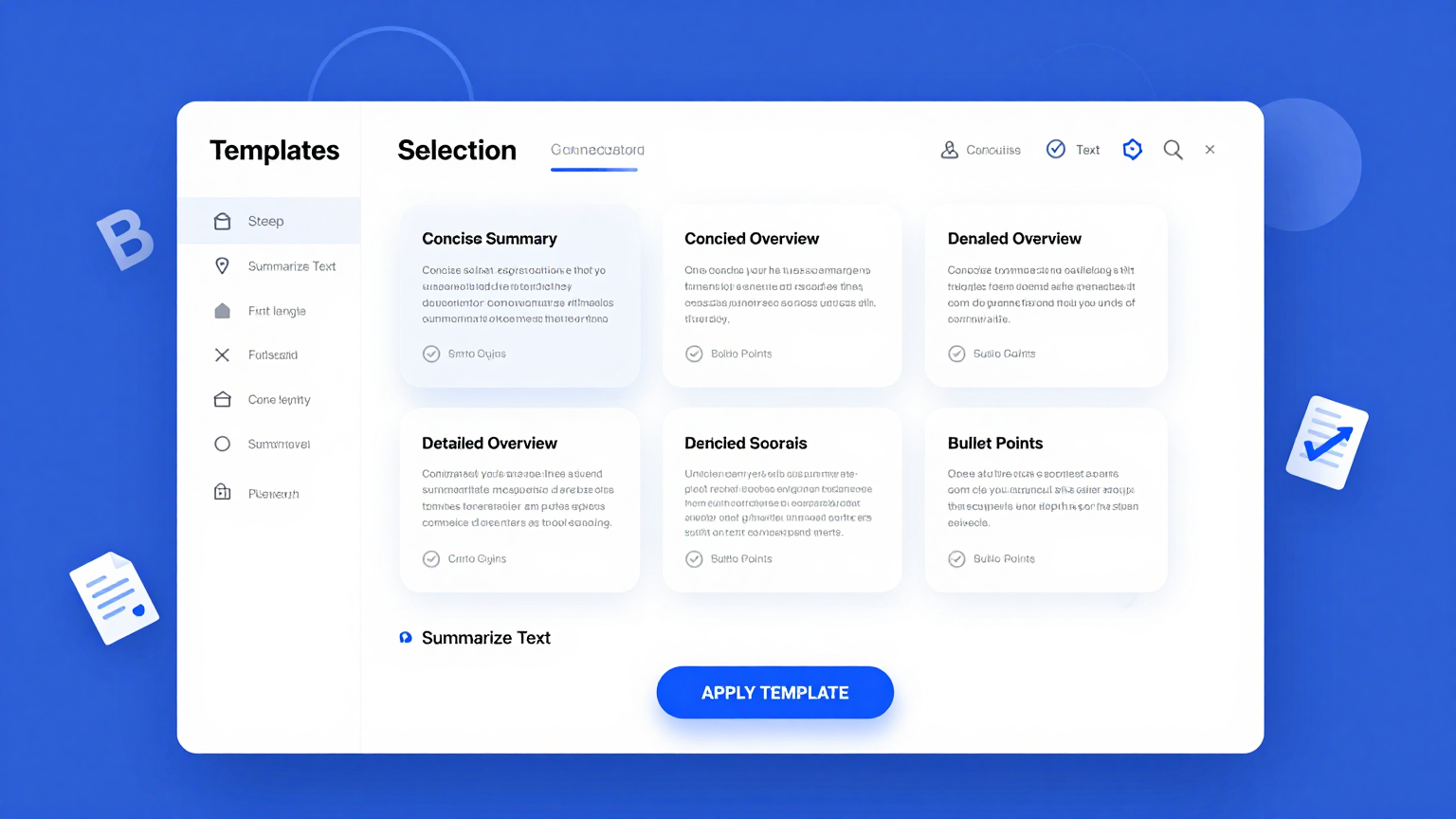 Template Selection Feature
